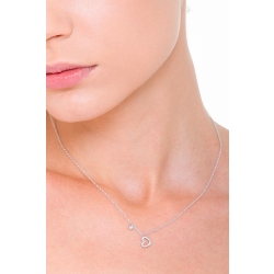 Collier pendentif en or blanc 18k et diamants à cœur  2