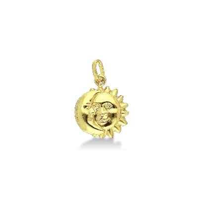 Pendentif soleil et lune en or jaune 18k
