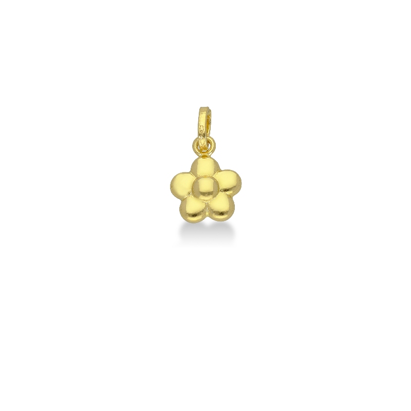 Pendentif fleur bombée en or jaune 18k