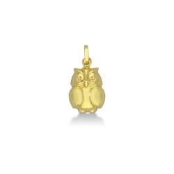 Pendentif hibou en or jaune 18k