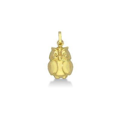 Pendentif hibou en or jaune 18k