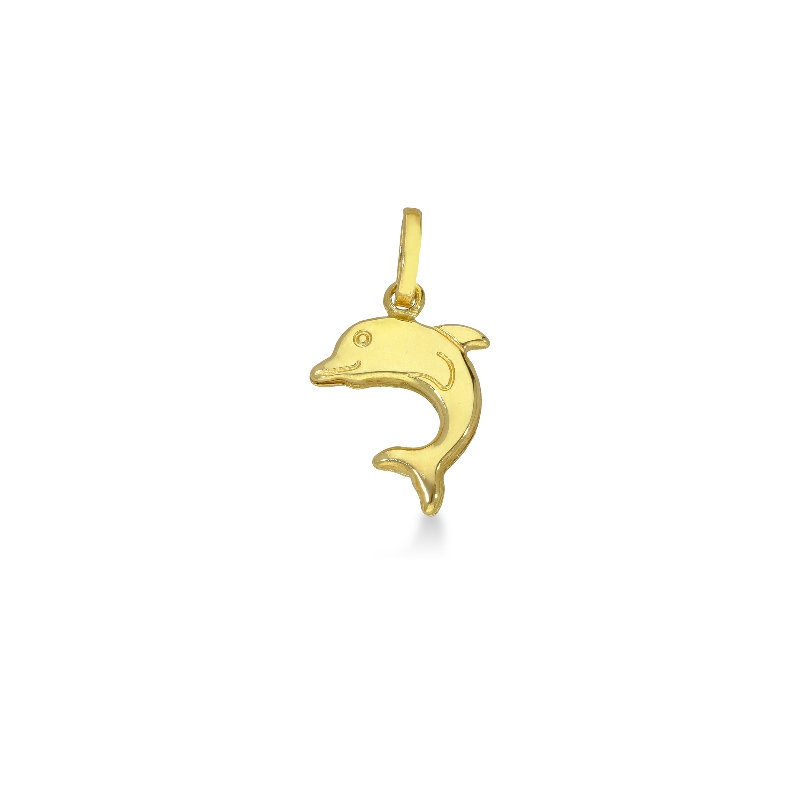 Pendentif dauphin en or jaune 18k, 1 cm