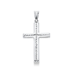 Pendentif croix en or blanc 18 carats diamanté