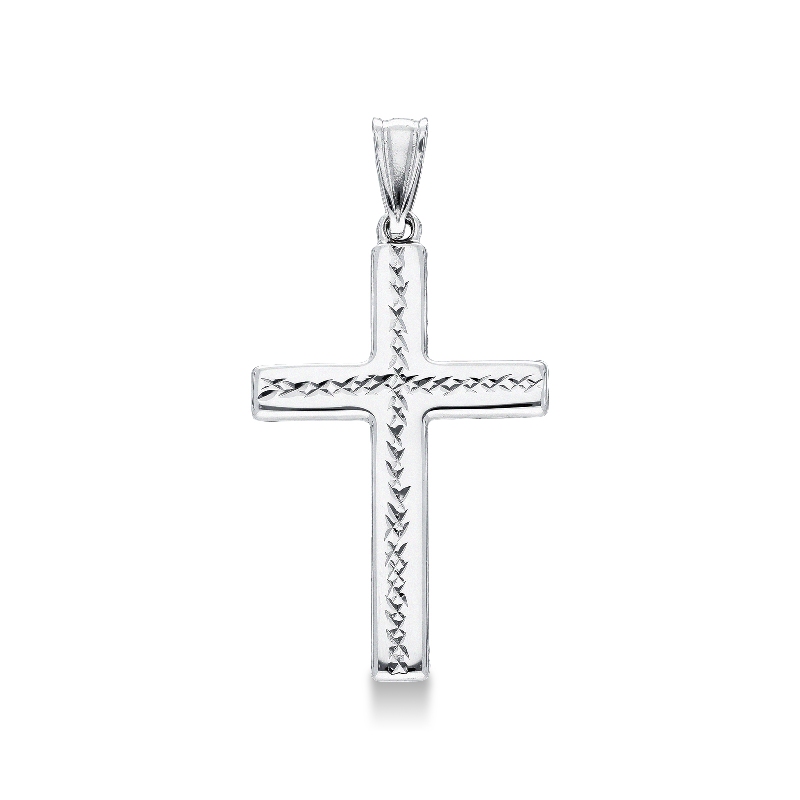 Pendentif croix en or blanc 18 carats diamanté