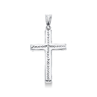 Pendentif croix en or blanc 18 carats diamanté