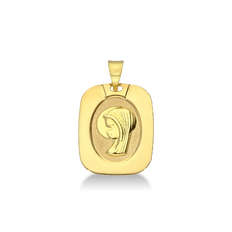 Médaille religieuse de la Vierge en or jaune 18k