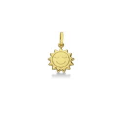 Pendentif Soleil avec sourire en or jaune 18k