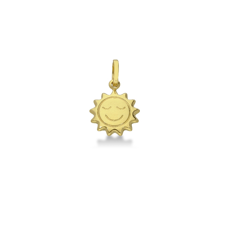 Pendentif Soleil avec sourire en or jaune 18k