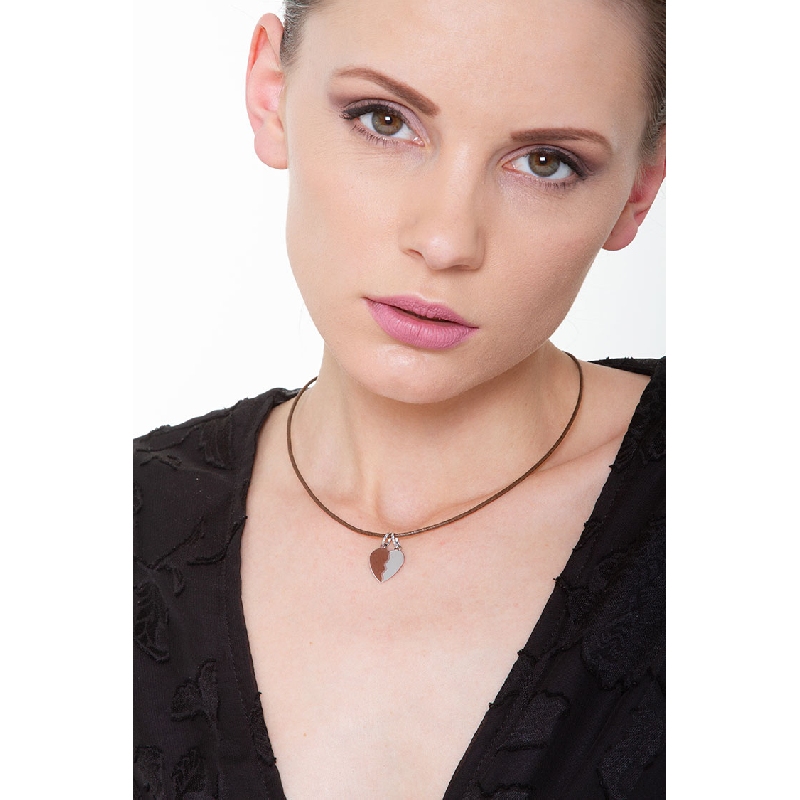 Pendentif cœur divisible en or blanc 18k, 1,5 cm.