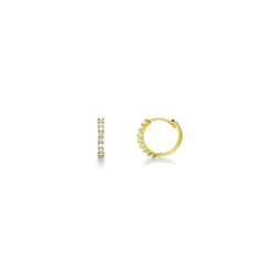 Boucles d’oreilles créoles en or jaune 18k avec zircones 1,3 cm