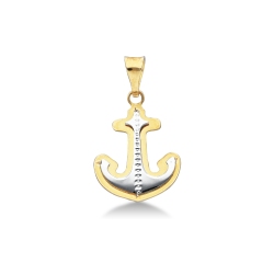 Pendentif Ancre en or blanc et or jaune 18k
