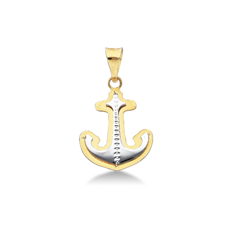 Pendentif Ancre en or blanc et or jaune 18k