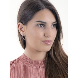 Boucles d'oreilles ovales en or blanc 18k poli et satiné 2