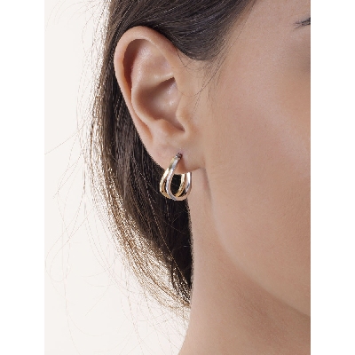 Boucles d’oreilles ovales en or blanc et jaune 18k