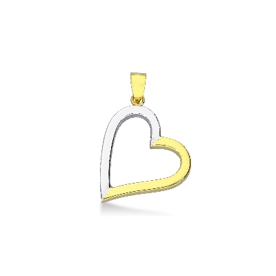 Pendentif cœur en or 18K blanc et jaune