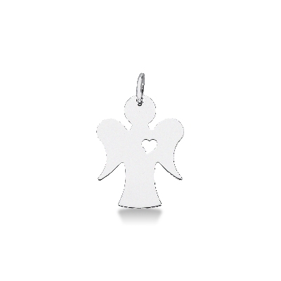 Pendentif en or blanc 18k un petit ange avec un cœur