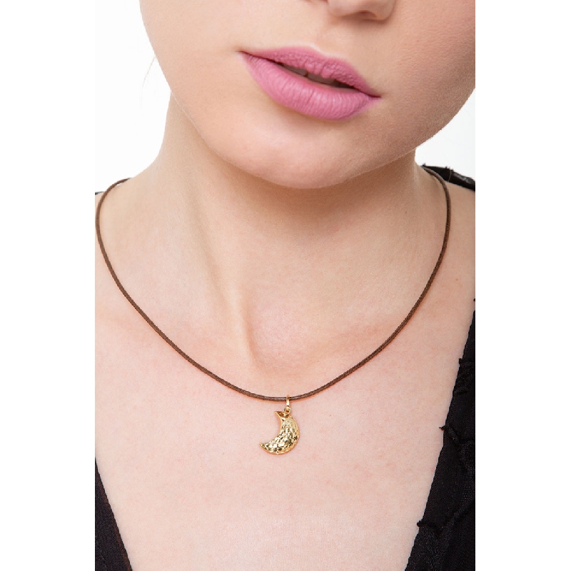 Pendentif lune en or jaune 18 carats diamanté