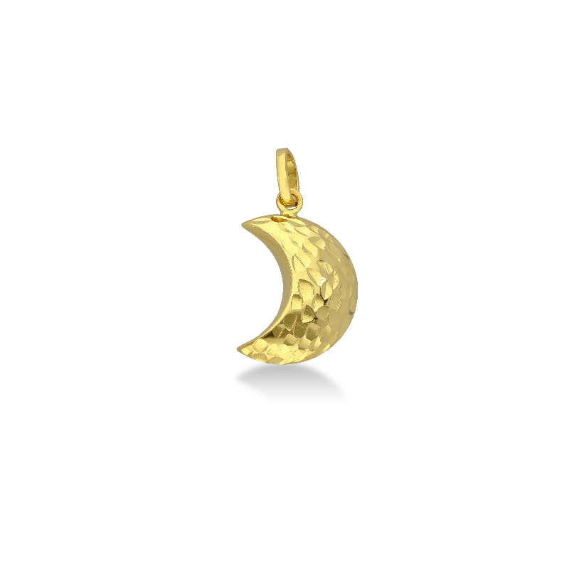 Pendentif lune en or jaune 18 carats diamanté