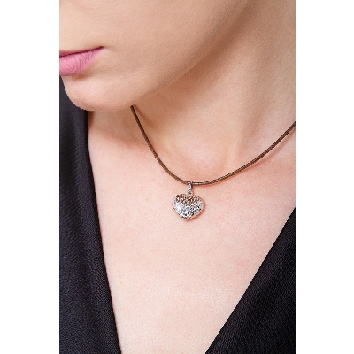 Pendentif cœur en or blanc 18K diamanté