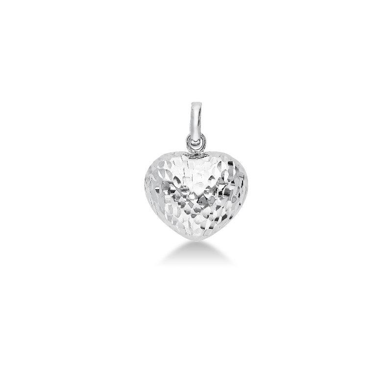 Pendentif cœur en or blanc 18K diamanté