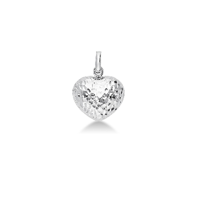 Pendentif cœur en or blanc 18K diamanté