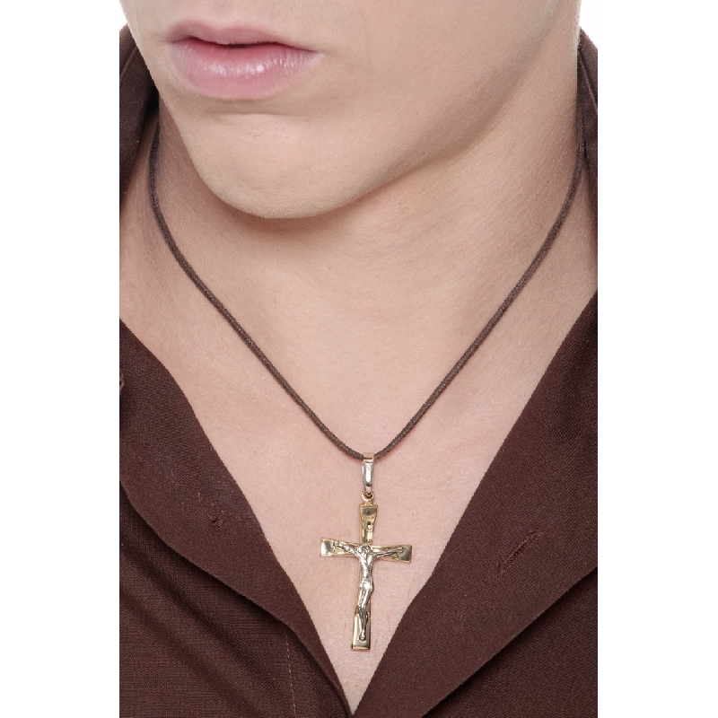 Pendentif croix en or 18 carats avec Christ