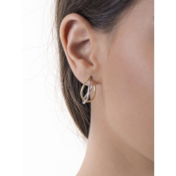 Boucles d’oreilles ovales entrelacées en or blanc et jaune 2