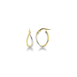Boucles d’oreilles ovales entrelacées en or blanc et jaune