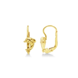 Boucles d'oreilles créoles avec dauphin en or jaune 18k