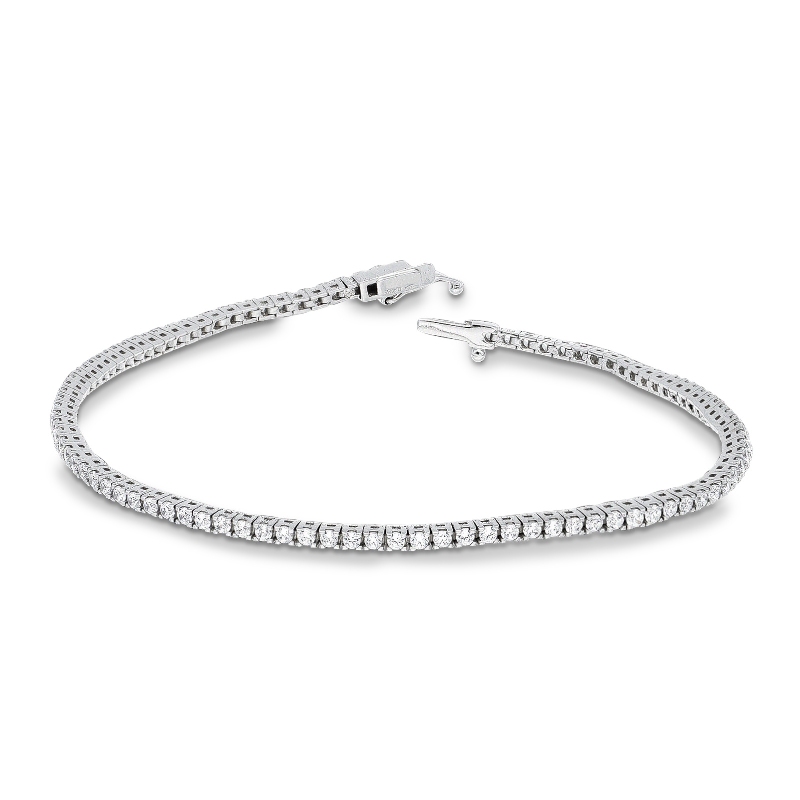 Bracelet Tennis pour Femme en Or Blanc 18k avec Zircones, 18 cm