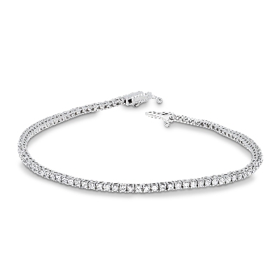 Bracelet Tennis pour Femme en Or Blanc 18k avec Zircones, 18 cm