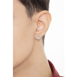 Mono boucle d’oreille solitaire en or blanc 18k avec zircon 8 mm. 2
