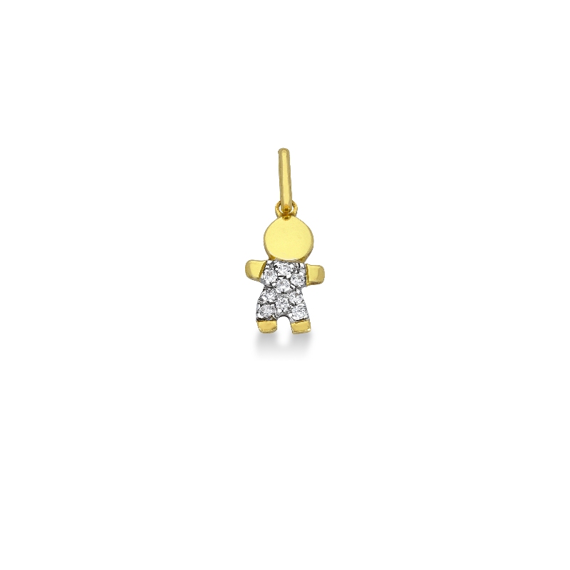 Pendentif enfant en or jaune 18k avec pavé de zircons