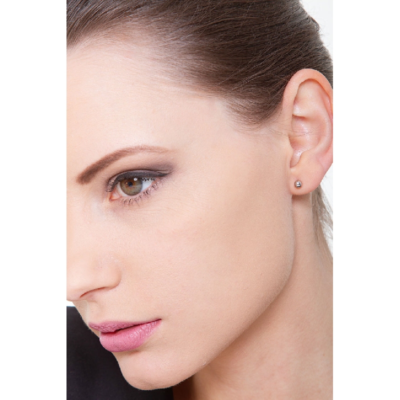 Boucles d’oreilles boule en or blanc 18k 4 mm