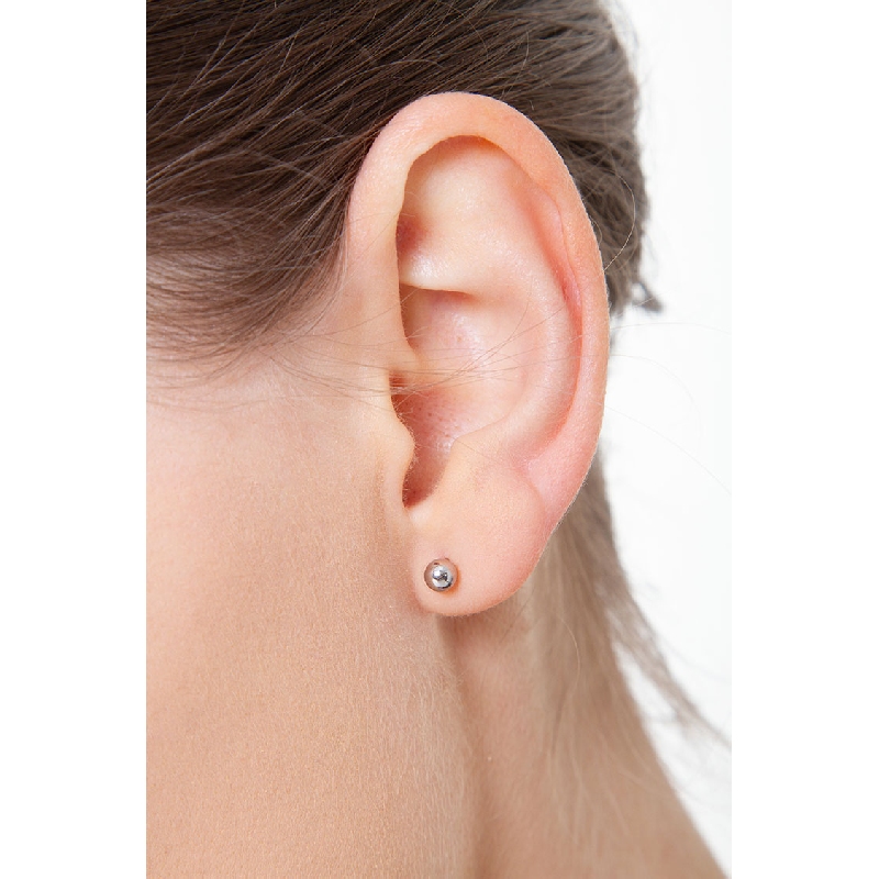 Boucles d’oreilles boule en or blanc 18k 4 mm