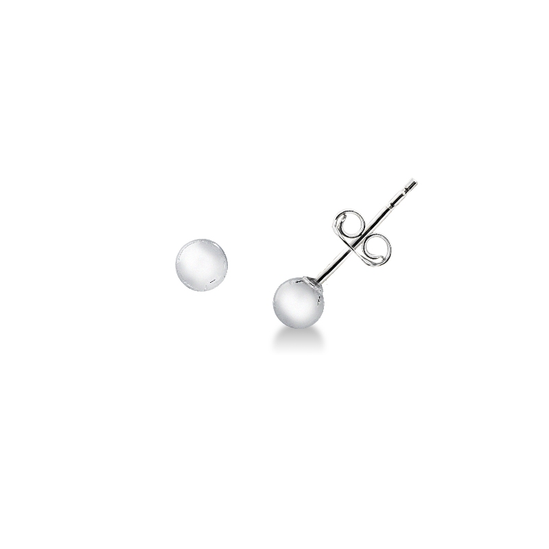 Boucles d’oreilles boule en or blanc 18k 4 mm