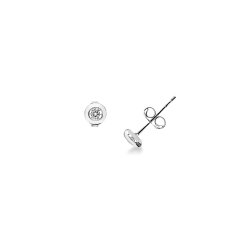 Boucles d’oreilles puces en or blanc 18k avec zirconiums