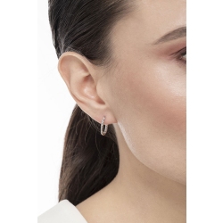 Boucles d'oreilles ovales en or blanc 18k diamanté 2