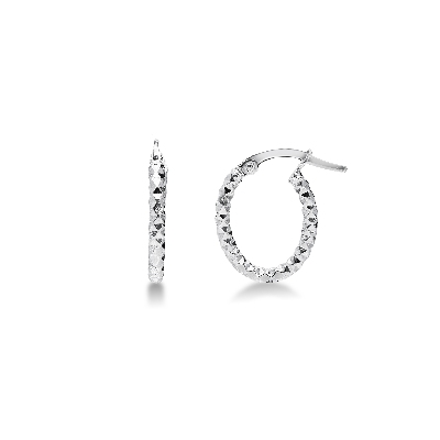 Boucles d'oreilles ovales en or blanc 18k diamanté