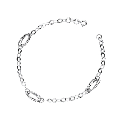 Bracelet chaîne et ovales  en or blanc 18K 