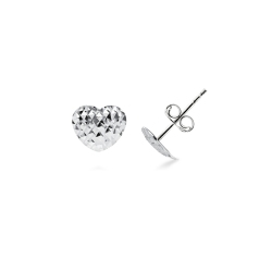 Boucles d’oreilles Cœur diamantées en Or Blanc 18k
