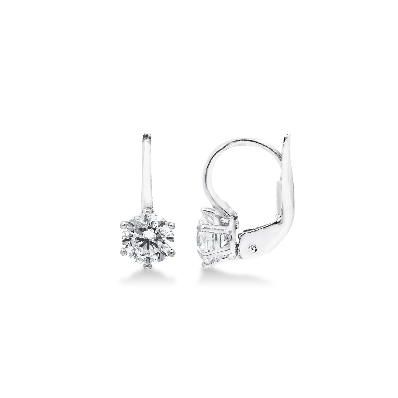 Boucles d’oreilles griffes en or blanc 18K avec zircones