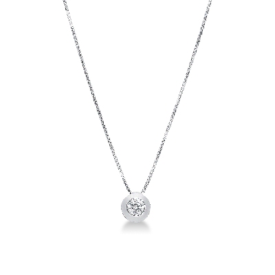 Collier en or blanc 18k et zircon