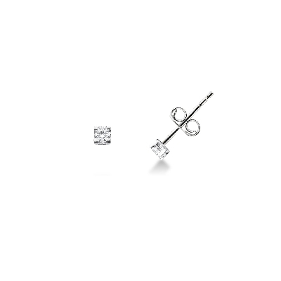 Clous d'oreilles Zircon Or Blanc 18K 3,25mm