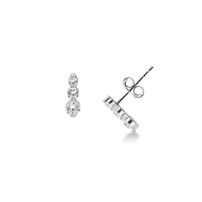Boucles d'oreilles en or blanc 18k avec zircons