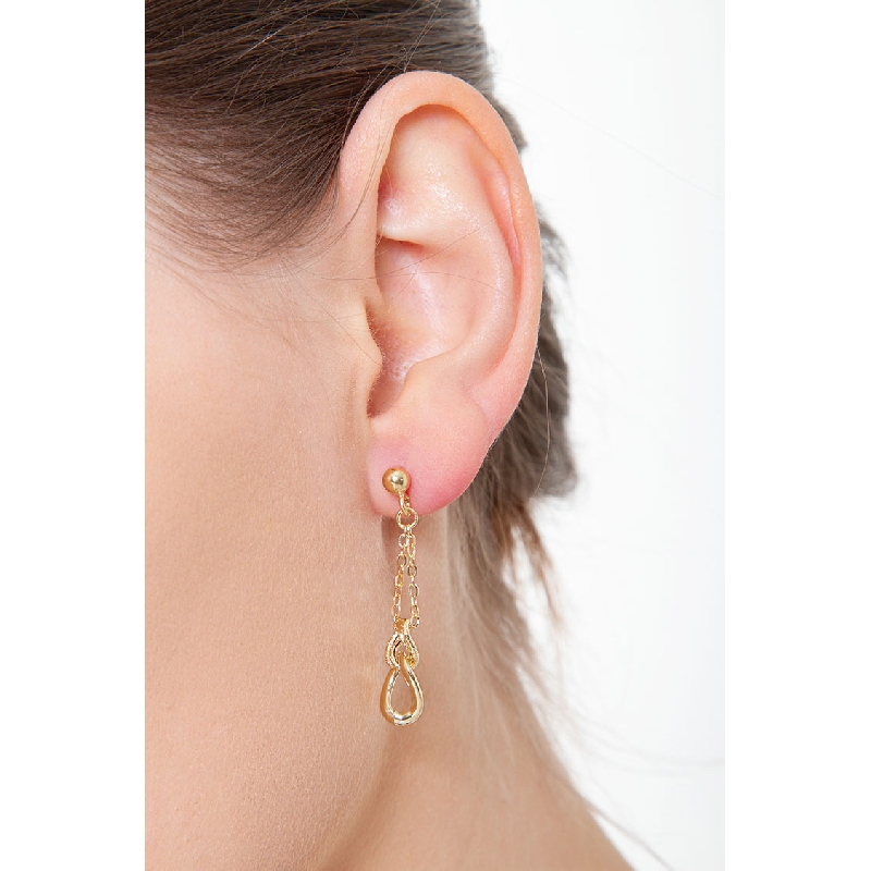 Boucles d’oreilles pendantes en or jaune avec chaîne