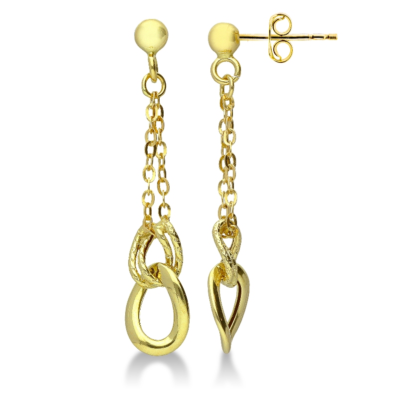 Boucles d’oreilles pendantes en or jaune avec chaîne