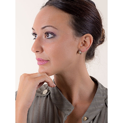 Boucles d'oreilles tressées en or jaune, blanc et rose 18k