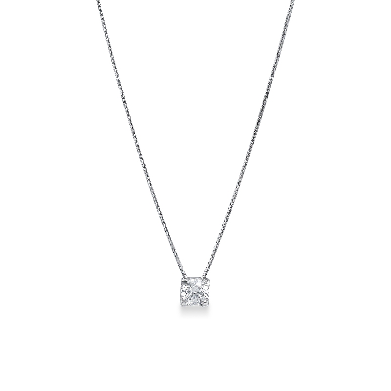 Puce quatre griffes en or blanc 18K avec zircon central