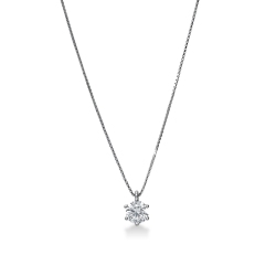 Collier à six griffes en or blanc 18K avec zircon central